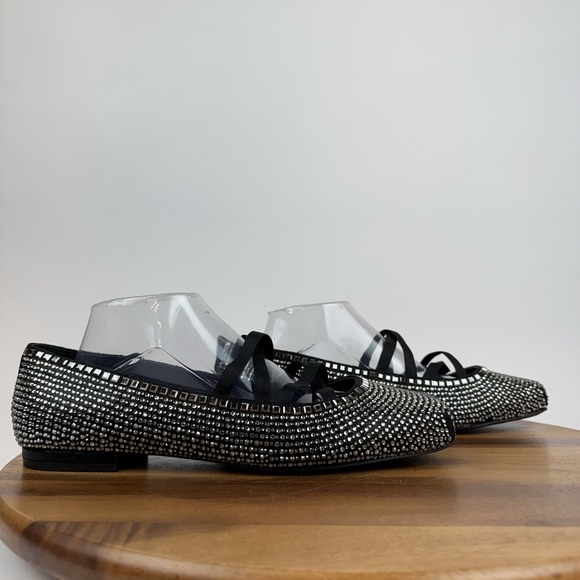 New NWOB Womens Jessica Simpson Otessa Black Rhinestone Ballet Flats Size 12 M - Picture 1 of 8